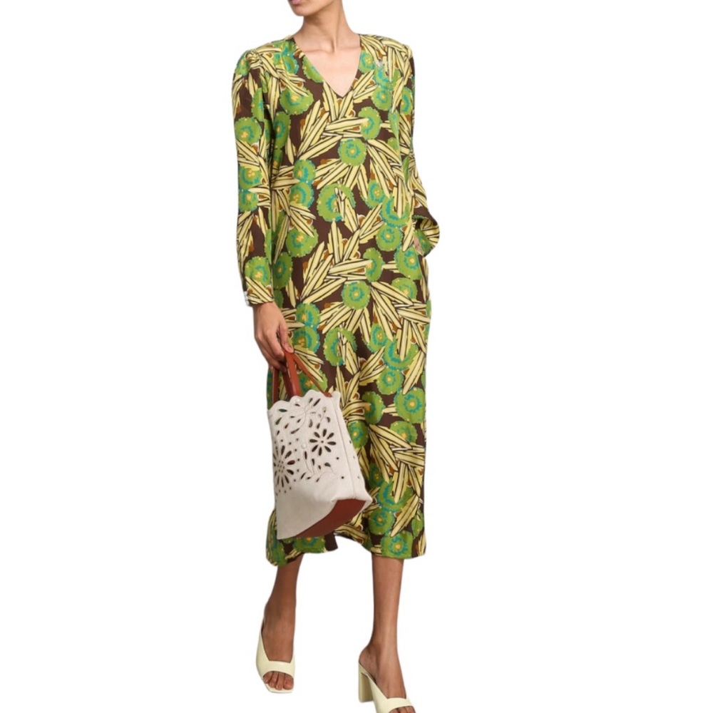 Bhaane Rekha Printed Midi Silk Dress